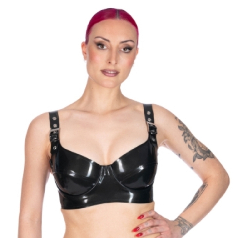 Black Latex Libidex Vamp Bra 0.80mm 36-38 D-DD